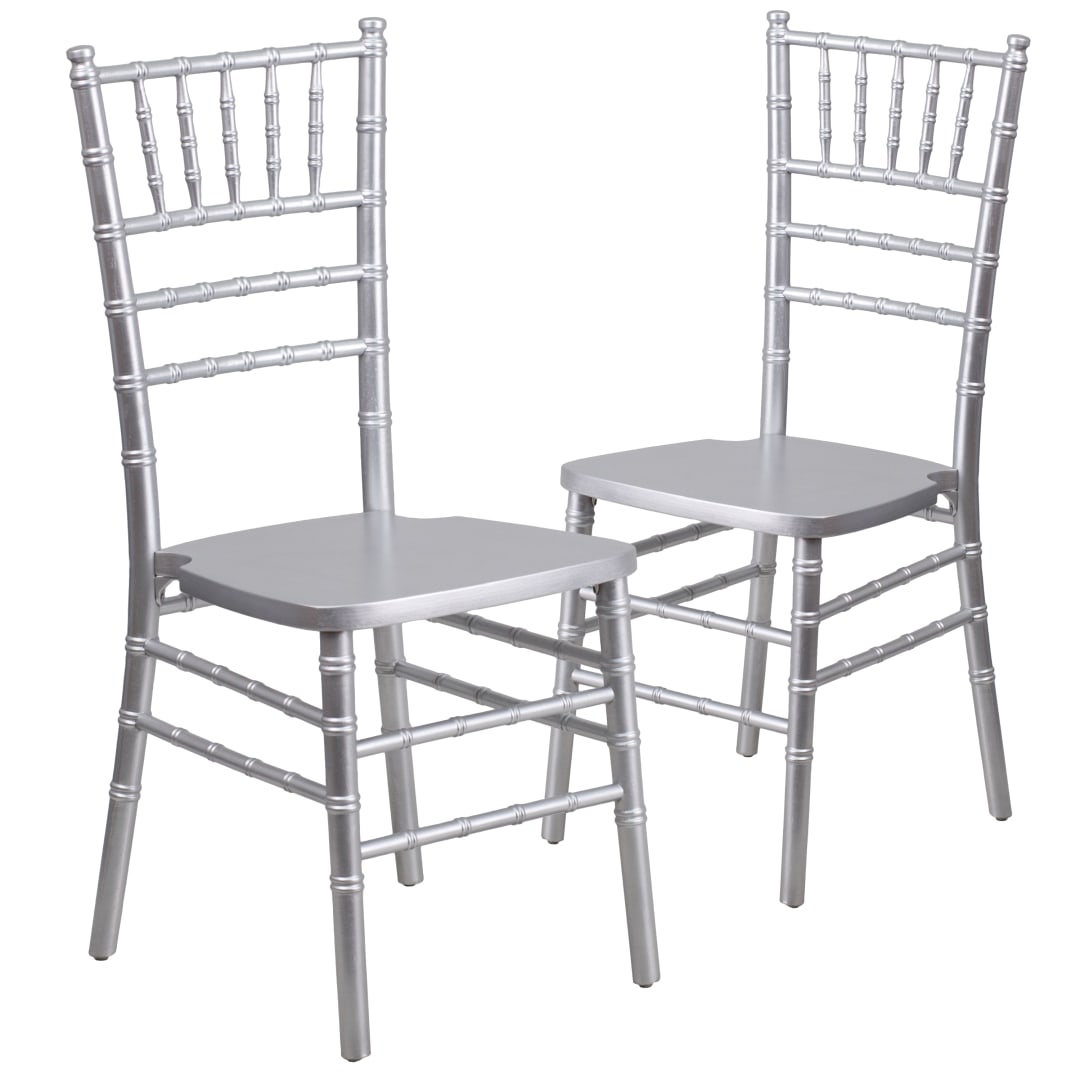2 Pack HERCULES Series Silver Wood Chiavari Chair