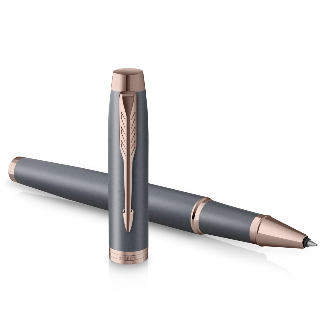 Parker IM Bolígrafo roller | colección Finishing Touch | acabado pizarra | medio | tinta negra | estuche de regalo