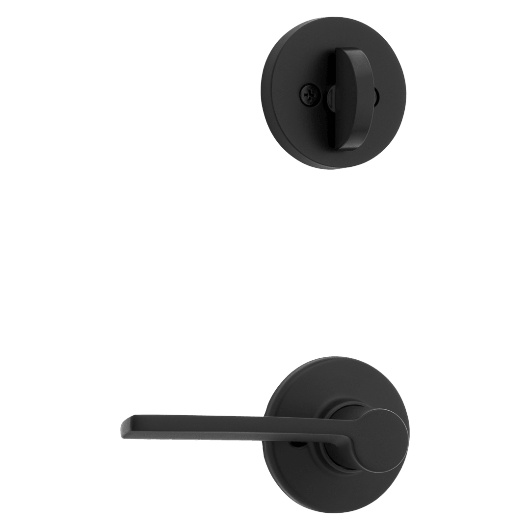 966 Single Cylinder Interior Pack w/ Left Hand Square Rose Ladera Lever Handlesets in Matte Black