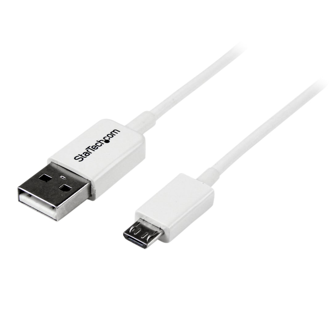 1 m White ABS Micro USB Cable - A to Micro B
