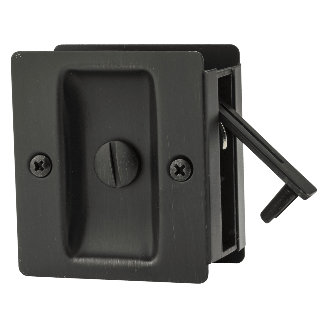 Square Pocket Door Lock - Bed/Bath in Venetian Bronze