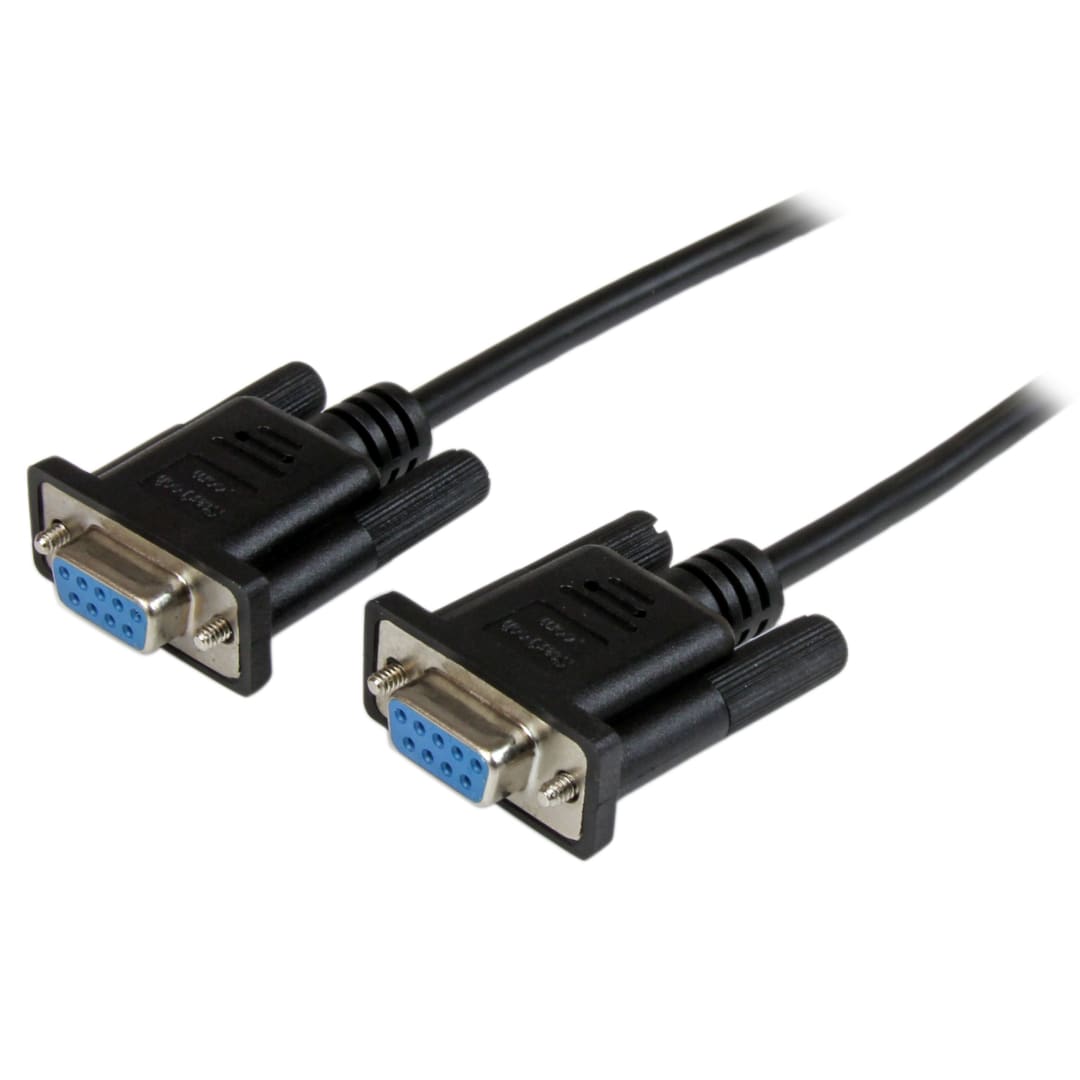 1m Black DB9 RS232 Serial Null Modem Cable F F