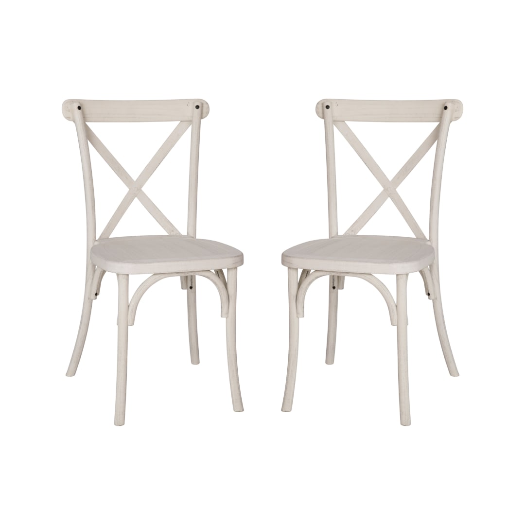 2-Pack Advantage Hand Stained White Resin X-Back Chair