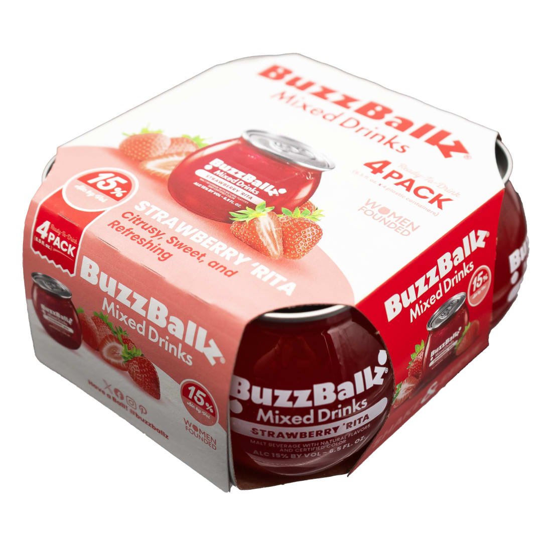 BuzzBallz Strawberry Rita Malt Cocktails 4 Pack 6.5fl oz 30 Proof