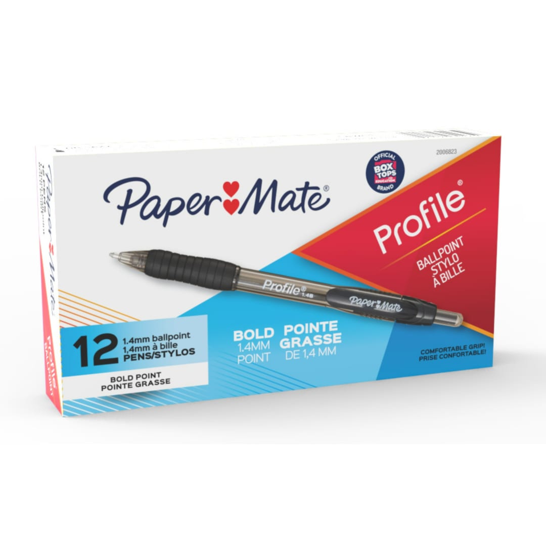 Paper Mate® Profile® Retractable Ballpoint Pens, Bold (1.4mm), Black, 12 Count