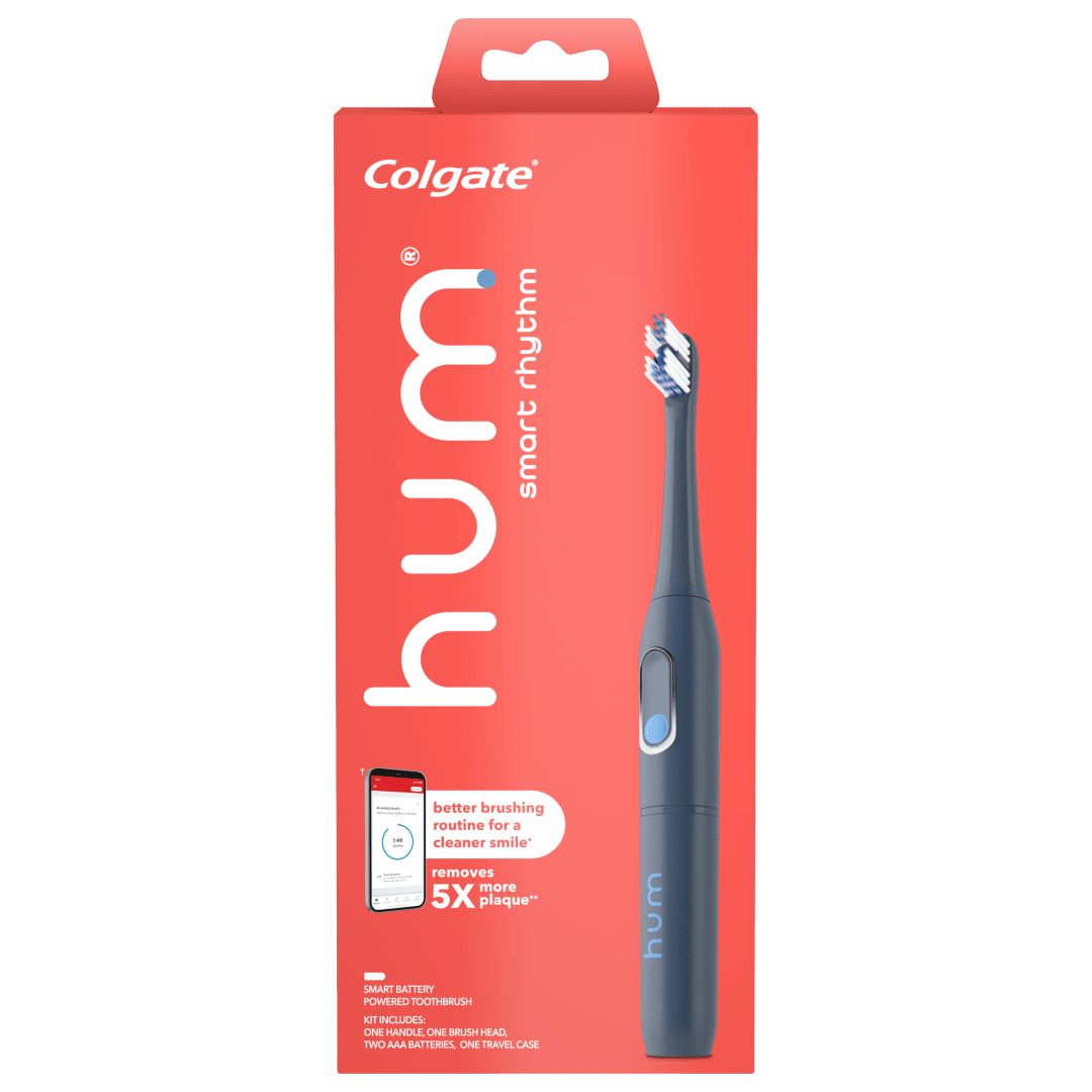 hum by Colgate Smart Rhythm Sonic Toothbrush Kit, Battery-Powered, Slate Grey