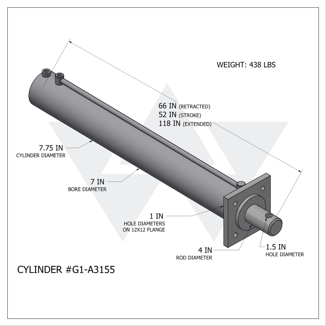 Galbreath™ Double Acting Hydraulic Cylinder (7" X 4" X 52")
