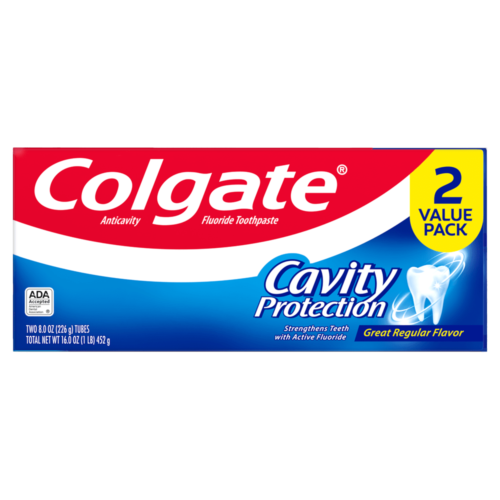 Colgate Cavity Protection Toothpaste with Fluoride, Great Regular Flavor - 8.0 Ounce, 2 Pack