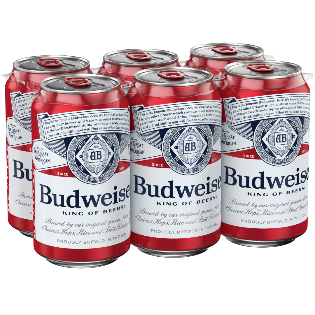 Budweiser American Lager Beer 6 Pack, 12 fl oz Cans