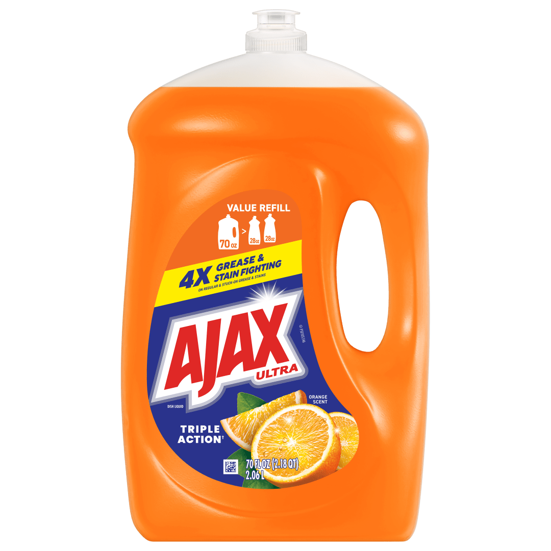 Ajax Ultra Liquid Dish Soap, Triple Action, Orange Scent, 70 fl oz Refill Bottle