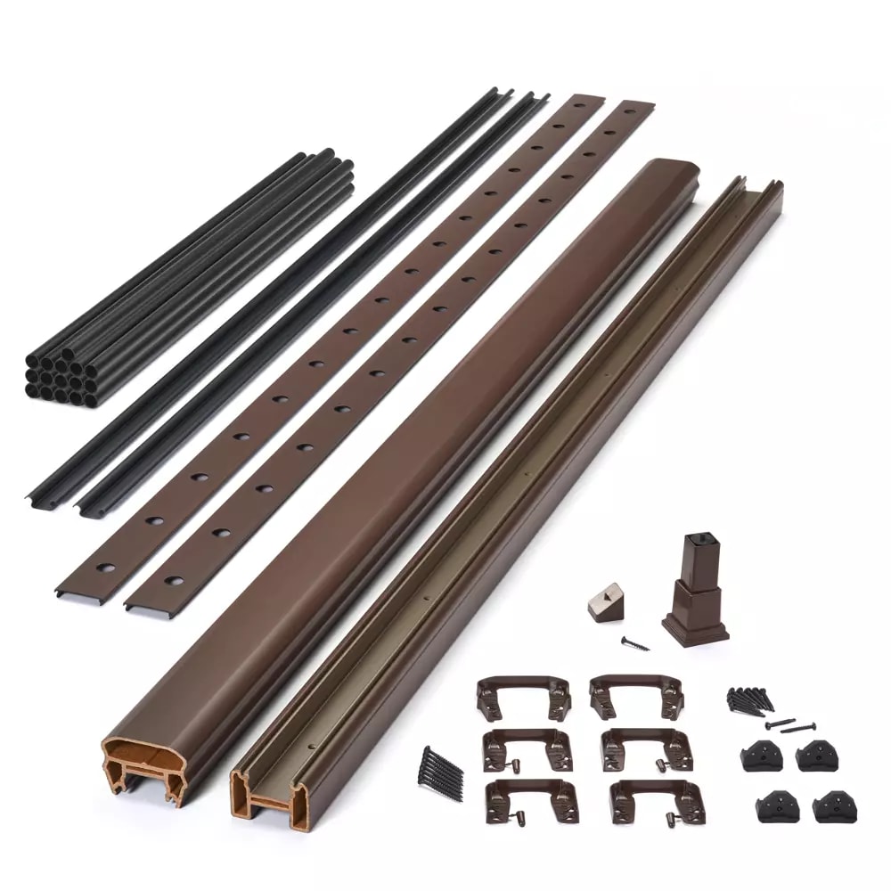 6-ft x 42-in Transcend Horizontal Rail Kit with Round Aluminum Balusters - Vintage Lantern Full Span