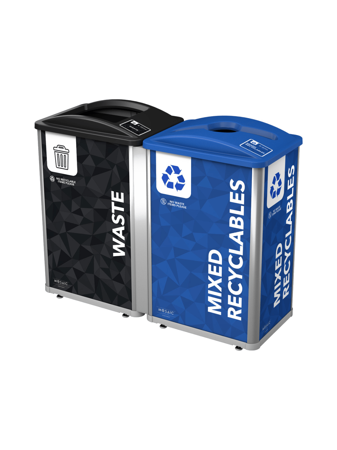 MOSAIC - Double - Kit - Waste-Recyclables - Full-Mixed - Silver-Black-Blue
