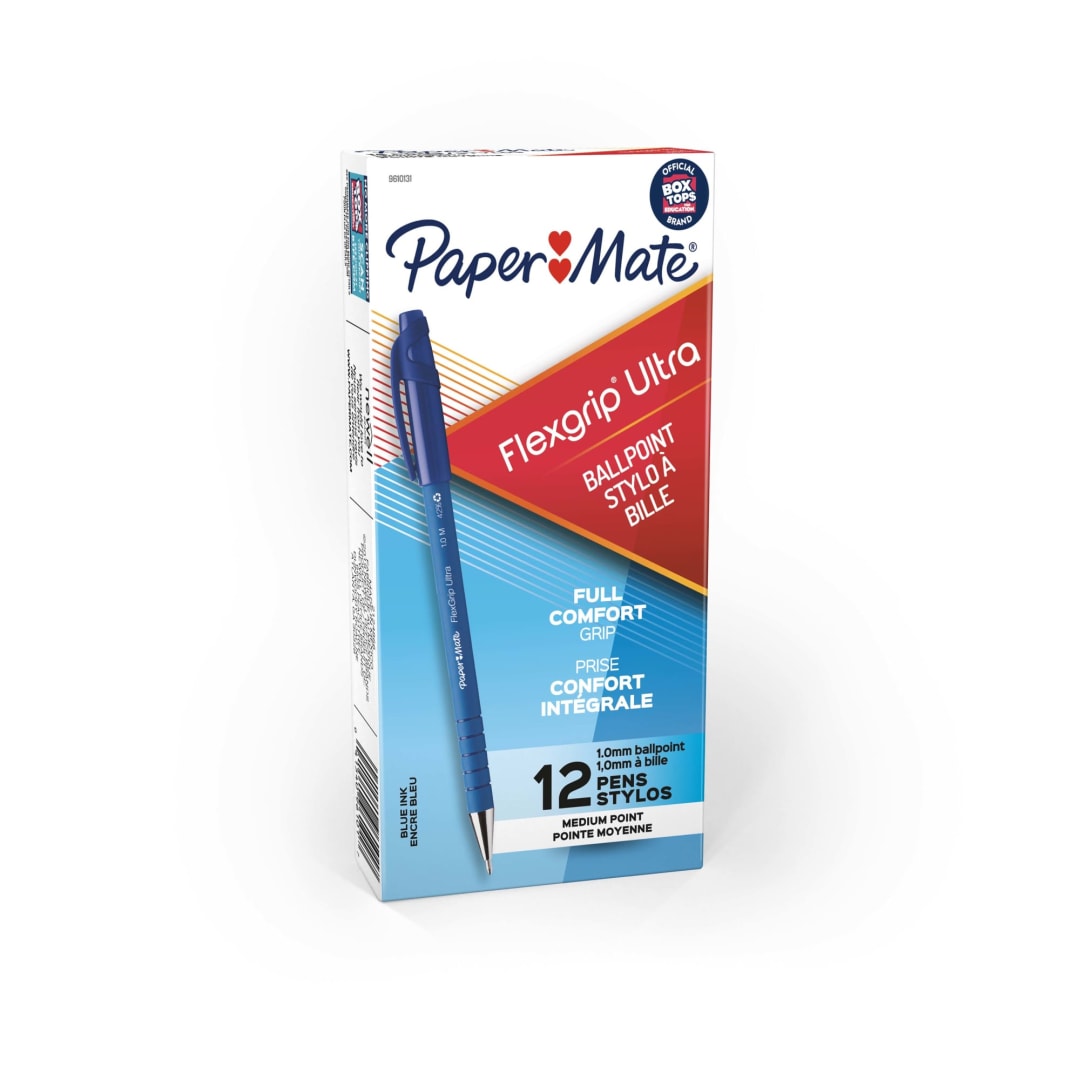Paper Mate® FlexGrip® Ultra® Stick Ballpoint Pen, Medium Point, Blue, 12/pk (9610131)