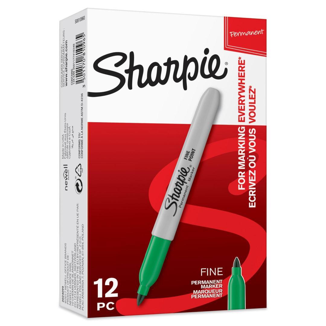 Sharpie® Permanent Markers | Fine Point | Green | 12 Count