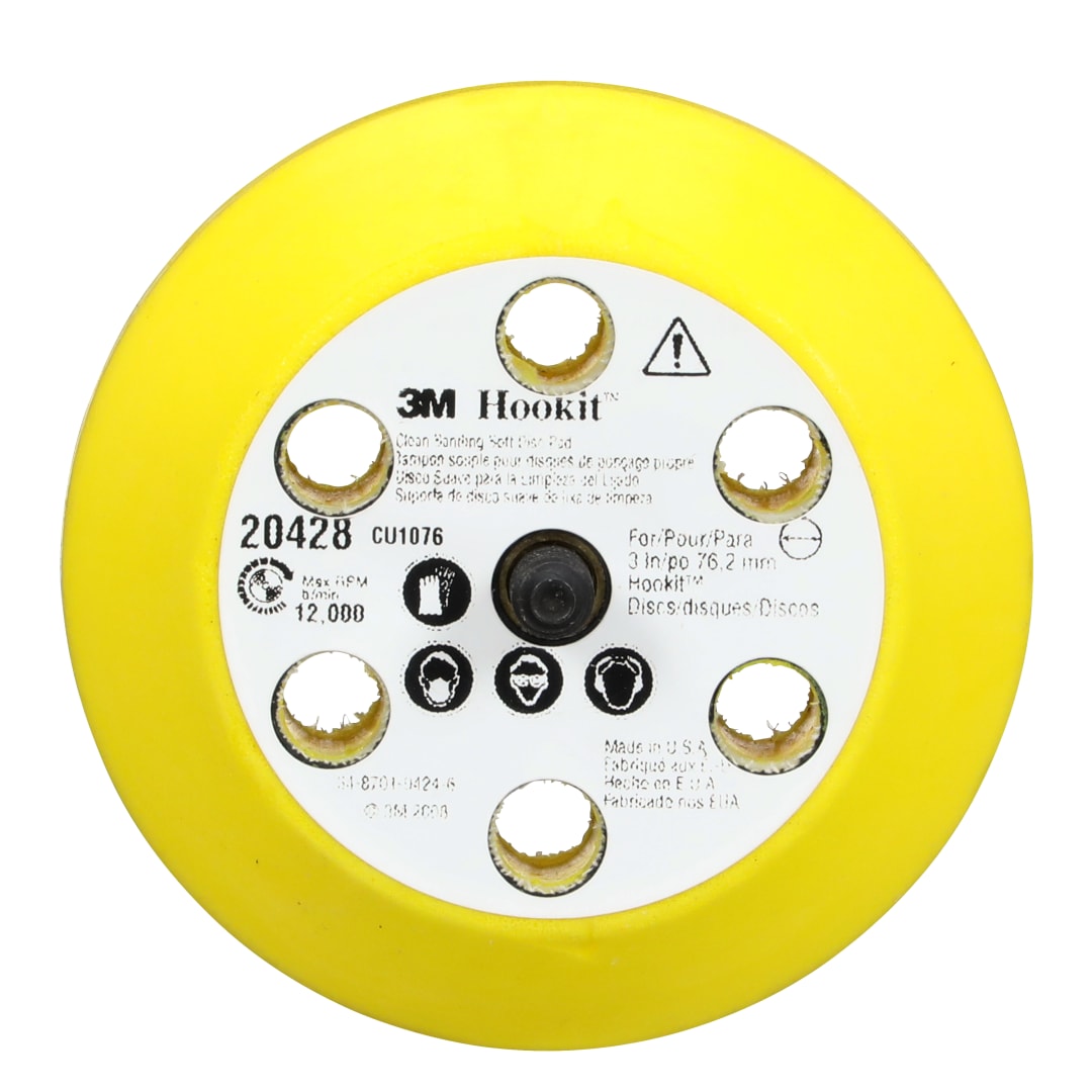 3M™ Hookit™ mäkká podložka na cisté brúsenie 20428, 3 in x 3/4 in x 1/4-20 External 6 dier, 10 ks v bal.