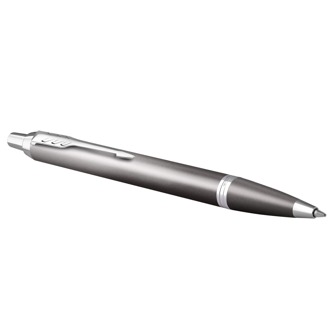 Parker IM Bolígrafo Writing Rituals | acabado gris con degradado adornos cromados | punta media | tinta azul | estuche de regalo