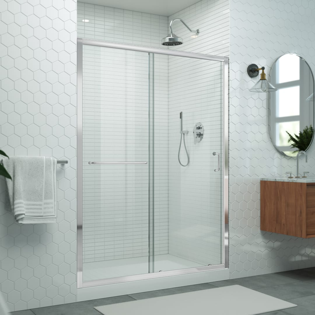 DreamLine Levantine 50-54 inch W x 72 inch H Semi-Frameless Sliding Shower Door, Clear Glass in Chrome