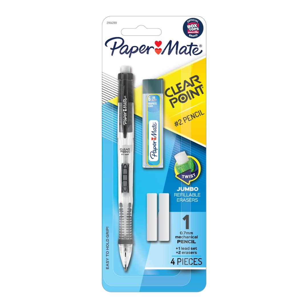 Paper Mate® Clearpoint® Mechanical Pencil plus Lead and Eraser Refills | 0.7 mm #2 Pencil | Pencils for School Supplies | 4 Count