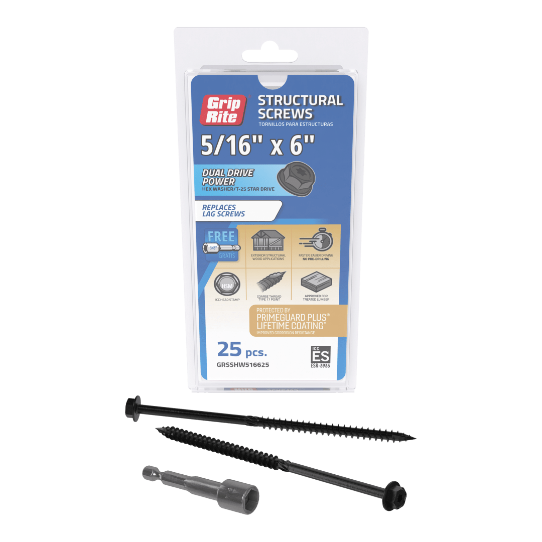 Grip-Rite 5/16 X 6" Gr Structural Scw Hw 25Pc Hand Drive Structural Screws
