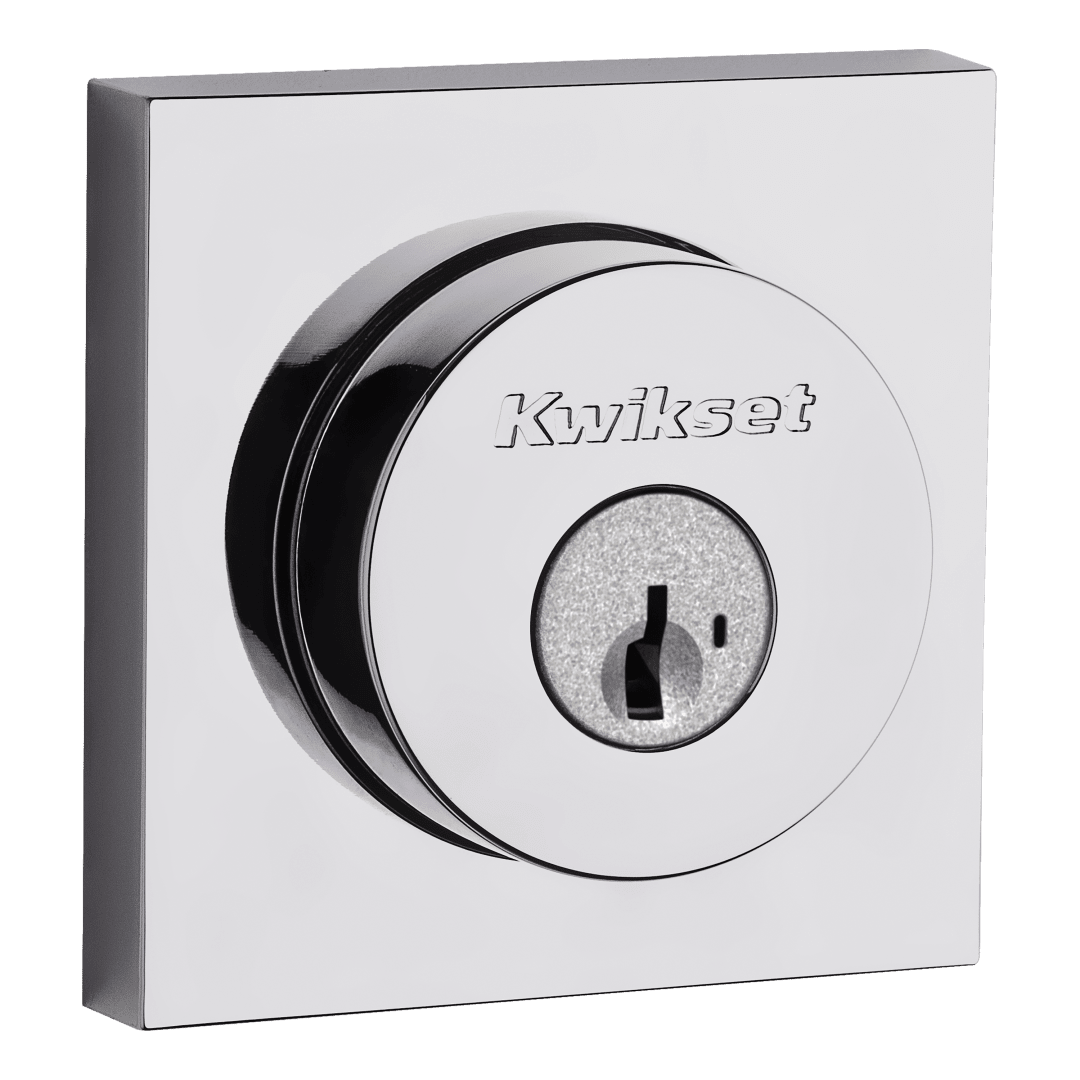 158 Square Deadbolt, Keyed One Side, featuring SmartKey Security™ in Polished Chrome