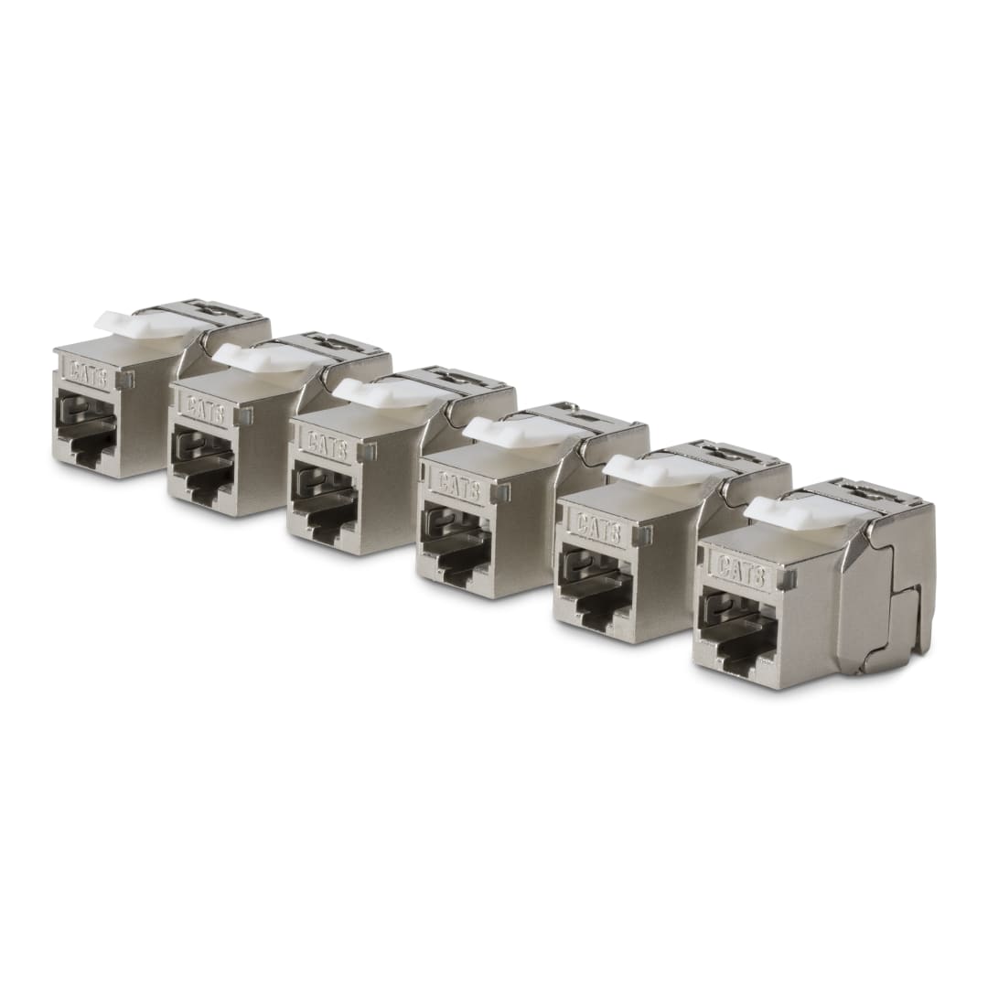 Cat8 Shielded 180 Degree Toolless Keystone, 6 pack