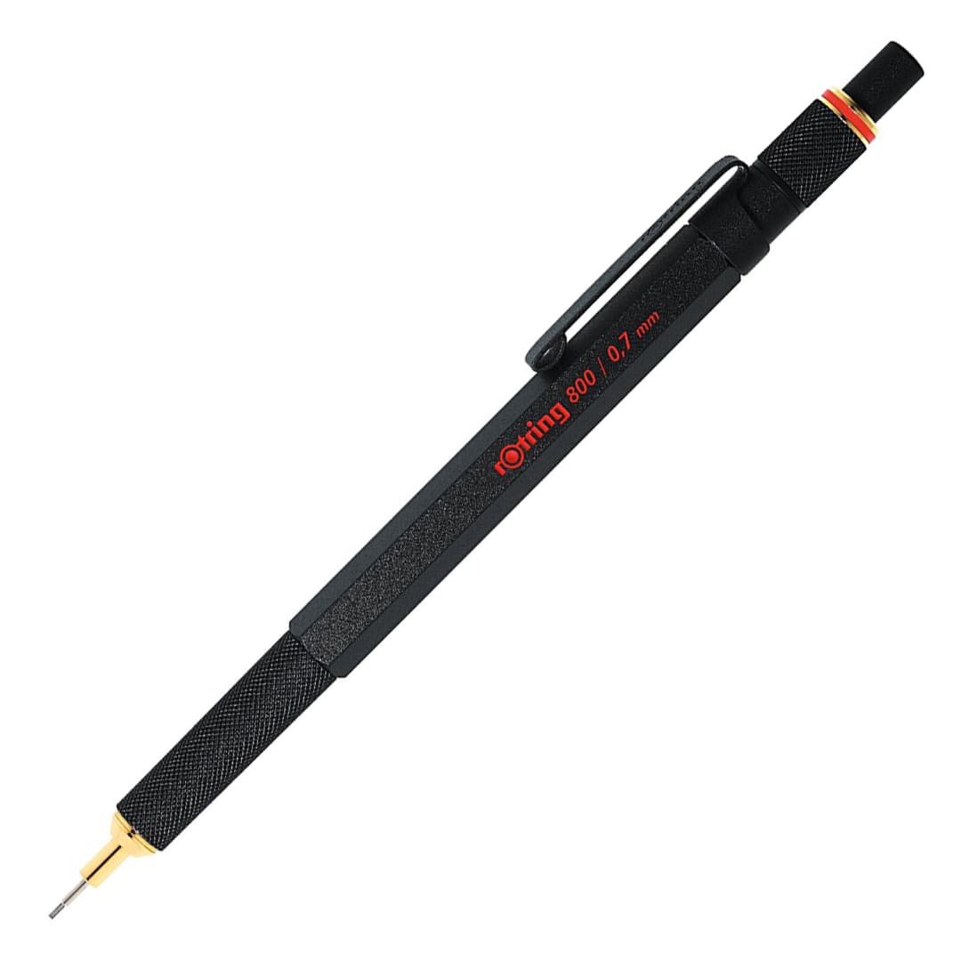 rOtring 800 Portaminas | HB 0,7 mm | Cuerpo metálico negro