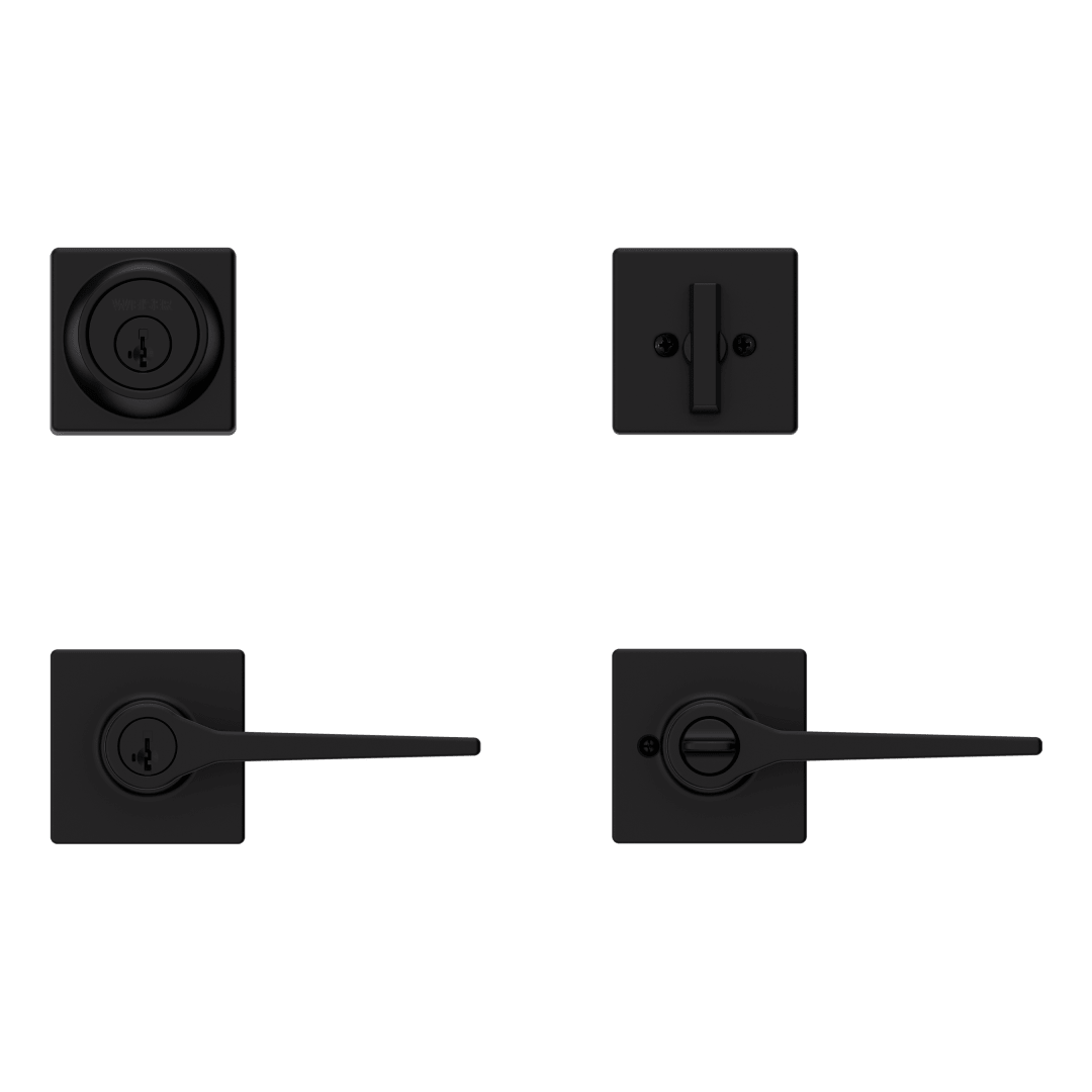 CS7451 Hollis Keyed Entry Lever and Single Cylinder Deadbolt Combo Pack featuring SmartKey Security™ in Matte Black