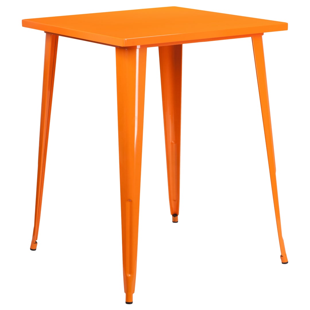 Nolan Commercial Grade 31.5" Square Orange Metal Indoor-Outdoor Bar Height Table
