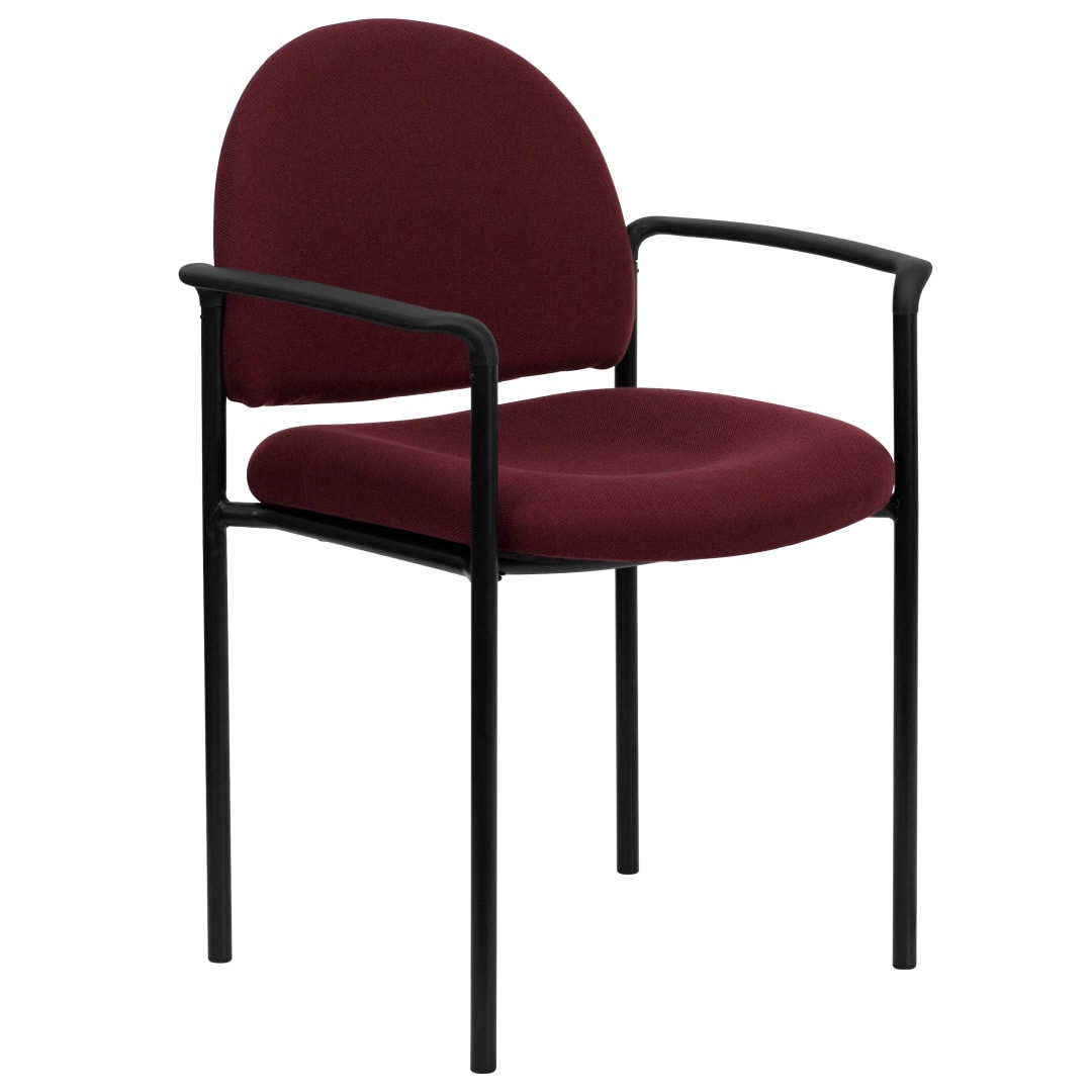 Tiffany Comfort Burgundy Fabric Stackable Steel Side Reception Chair with Arms