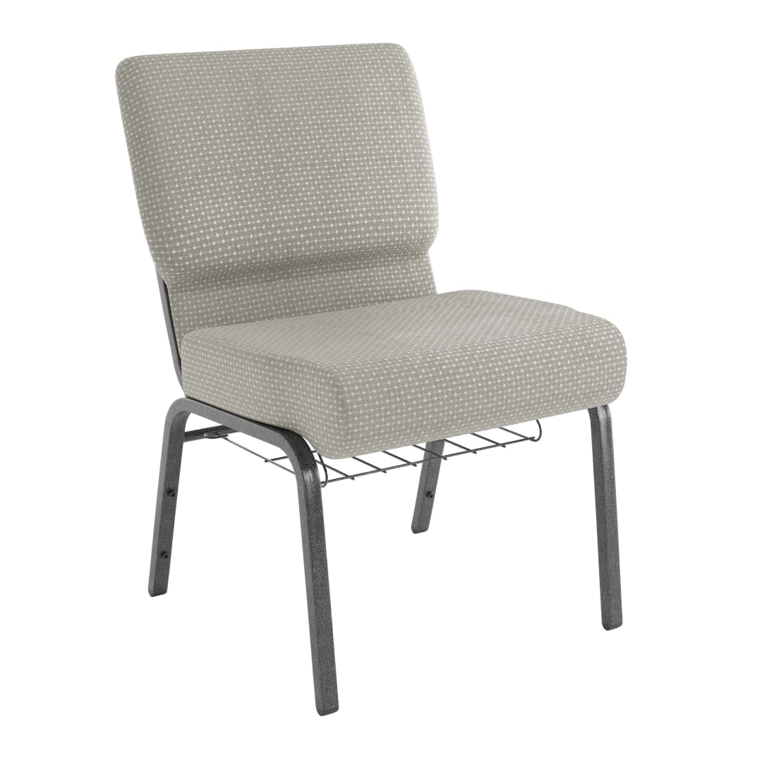 4 Pack HERCULES Series 21''W Church Chair in Gray Dot Fabric with Book Rack - Silver Vein Frame