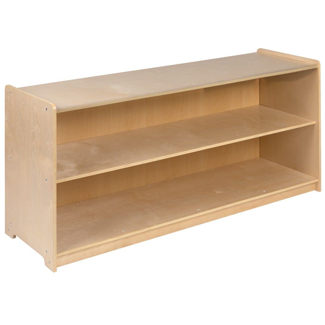 Hercules Wooden 2 Section School Classroom Storage Cabinet for Commercial or Home Use - Safe, Kid Friendly Design - 24"H x 48"L (Natural)