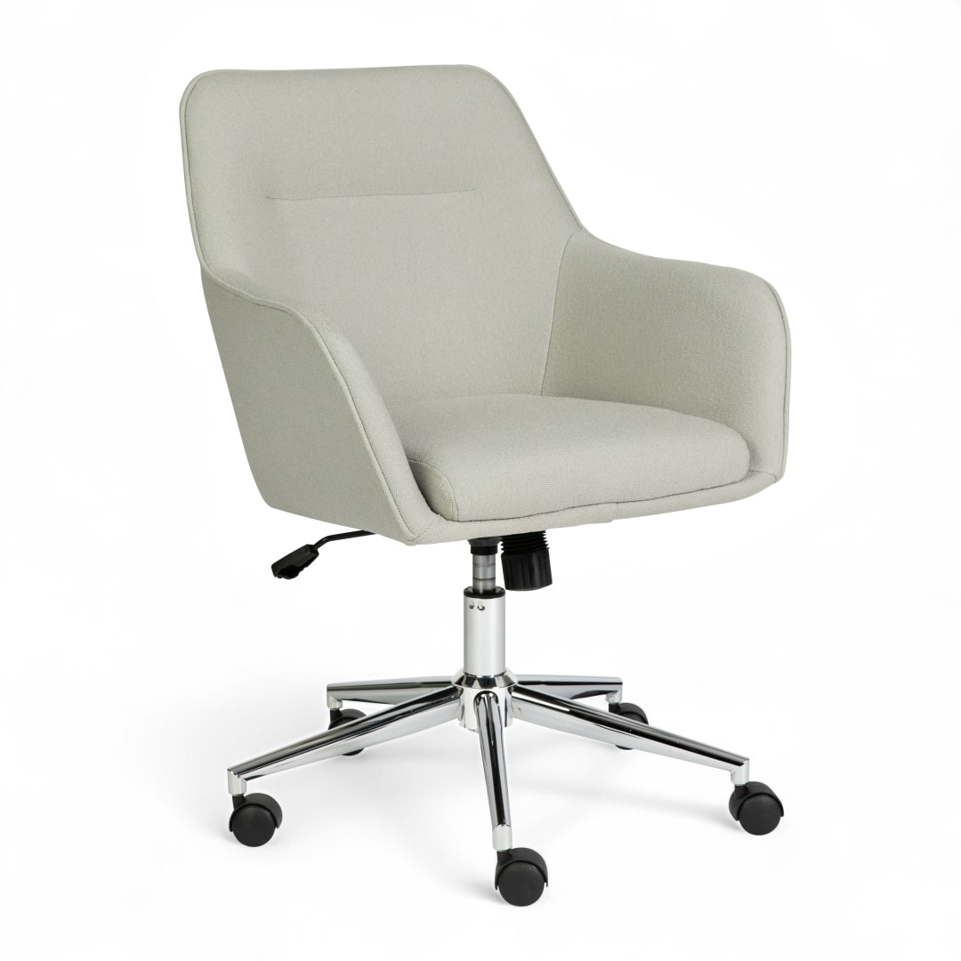 Rayna Upholstered Office Chair in Light Gray/Polished Nickel
