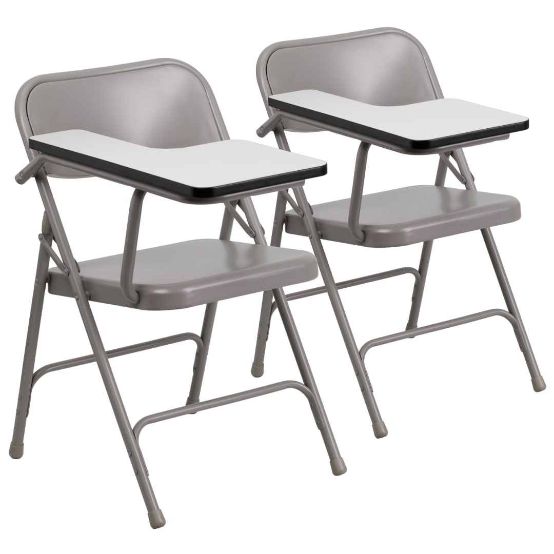 Rutherford 2 Pack Premium Steel Folding Chair with Right Handed Tablet Arm