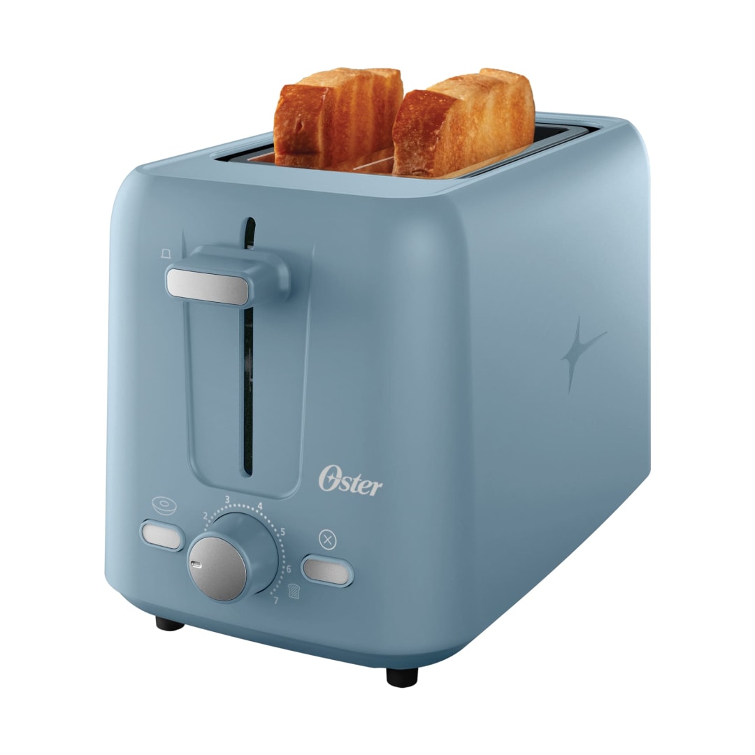 Oster 2-Slice Toaster With Extra-Wide Slots, Bread and Bagel Toaster, Morning Haze