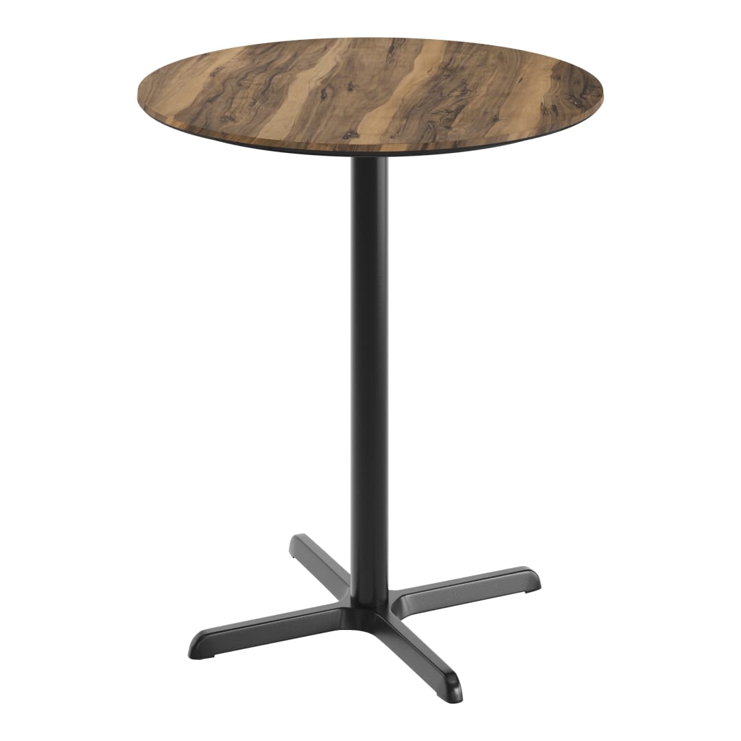 TopGuard 36" Round Tabletop with Seamless Surface Technology in Natural with 30" x 30" Black Bar Height X-Base