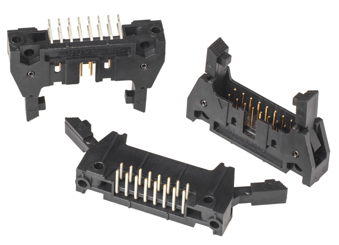 3M™ N3314-5302 RB, Wannenstiftstecker, 90° abgewinkelt, 14-polig, 3000 Serie, 2,54 mm, 0,76 µm Au, Schwarz