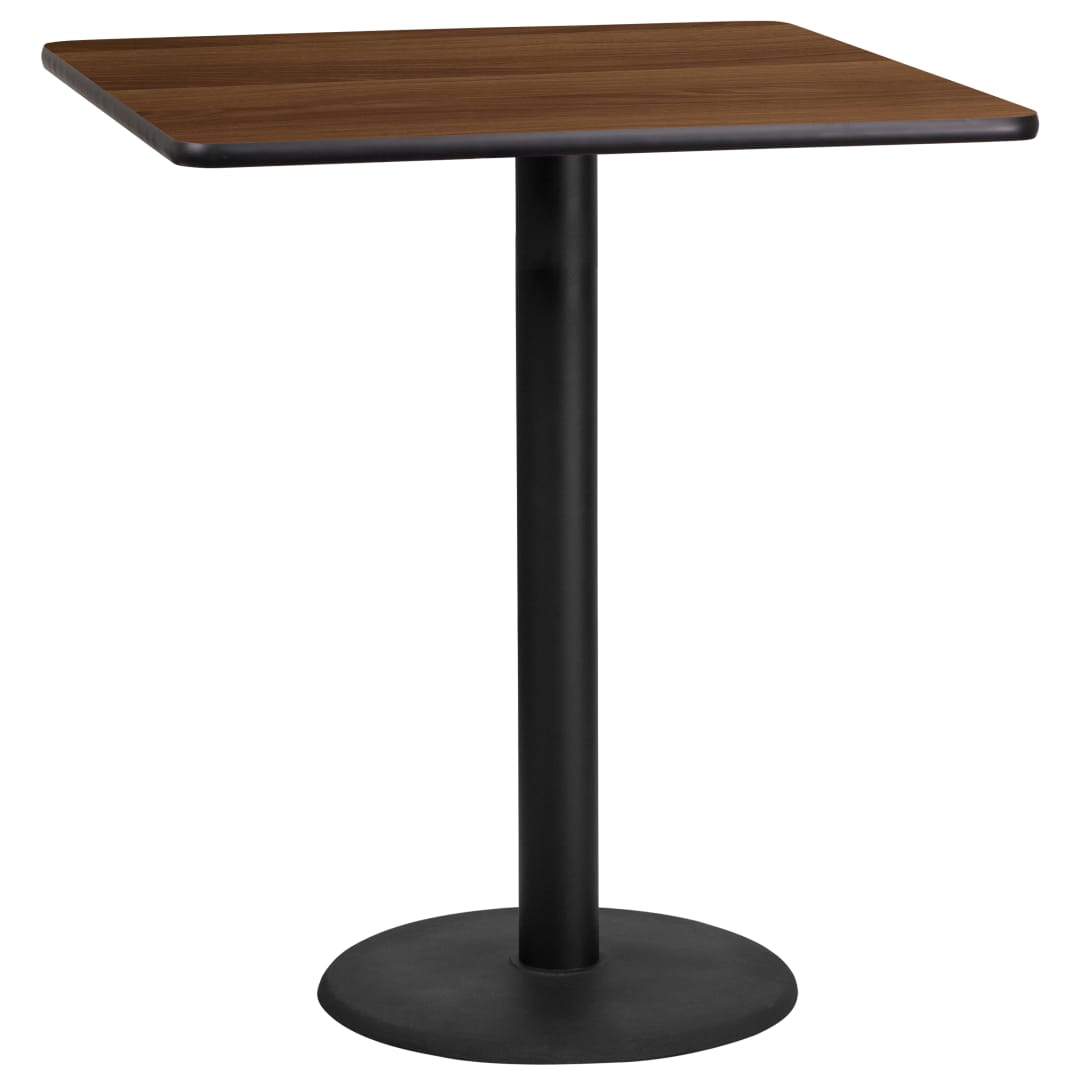 Stiles 36'' Square Walnut Laminate Table Top with 24'' Round Bar Height Table Base