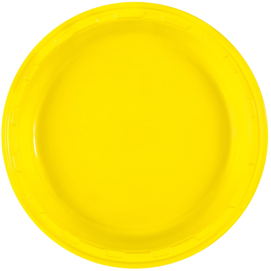 Neon Yellow Solid Round 10" Plastic Dinner Plates, 50ct
