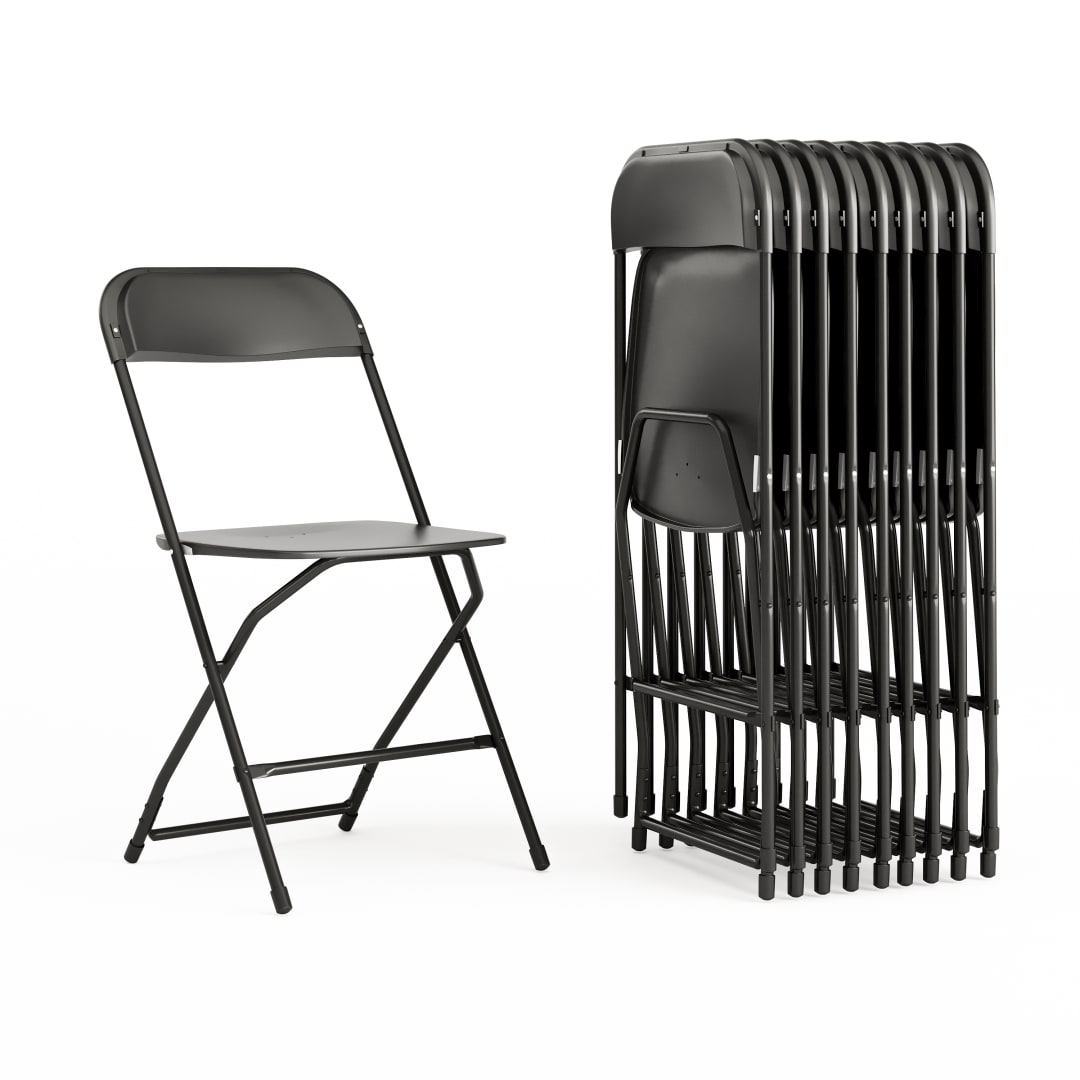 Hercules Series Plastic Folding Chair Black - 24 Pack 650LB Weight Capacity Comfortable Event Chair-Lightweight Folding Chair