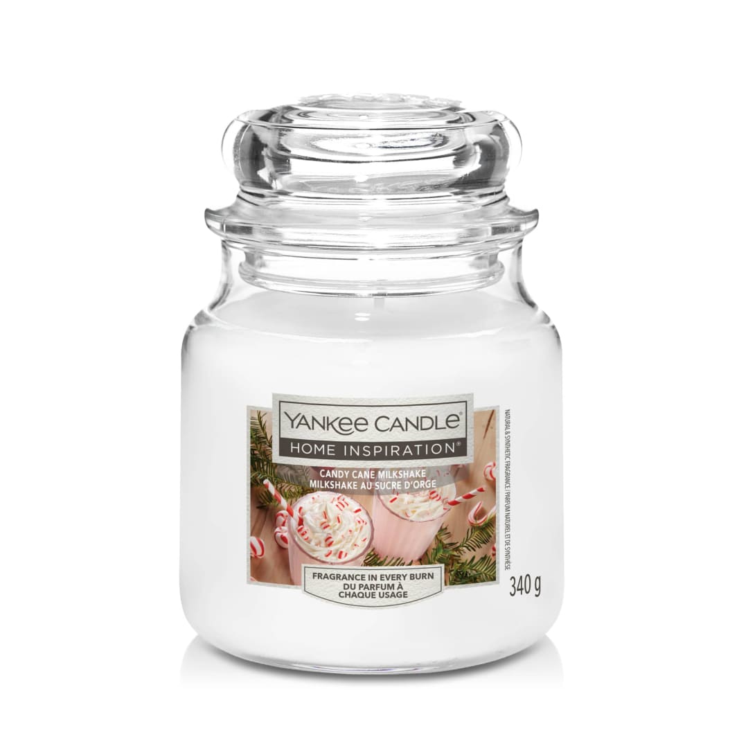 Yankee Candle® Home Inspiration Scented Candle | Candy Cane Milkshake Medium Jar Candle | Long Burning Candles: Up to 60 Hours | Perfect Gifts for Women