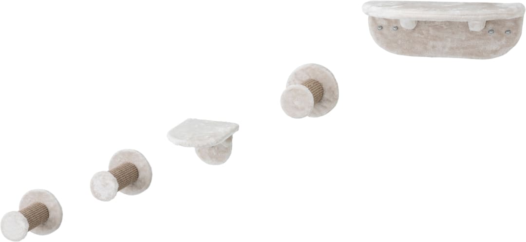 Lookout Wall Mount Cat Lounge Set, Platforms and Steps, 5pcs, Light Gray/Brown