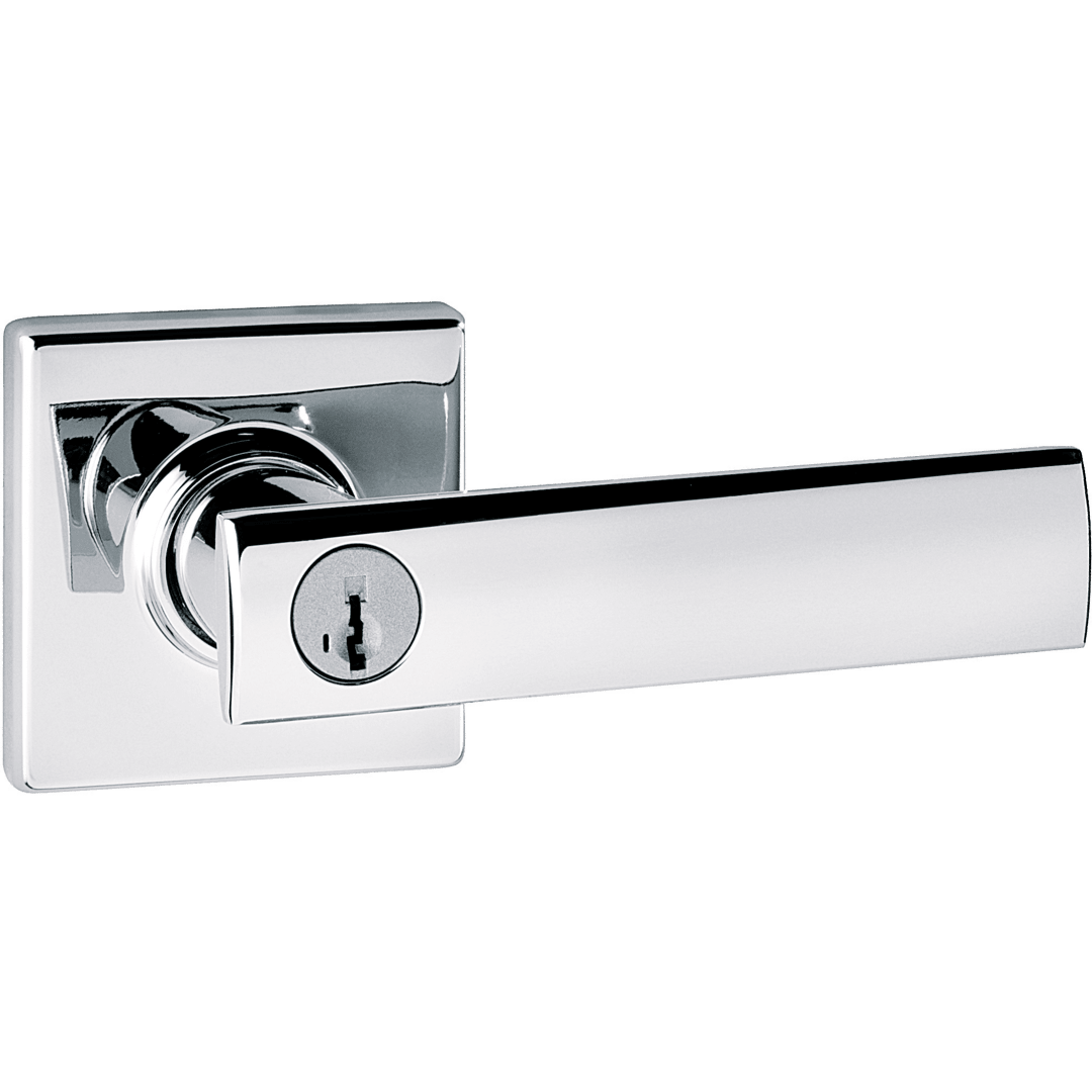 Vedani Square Keyed Entry Lever featuring SmartKey Security™ in Polished Chrome