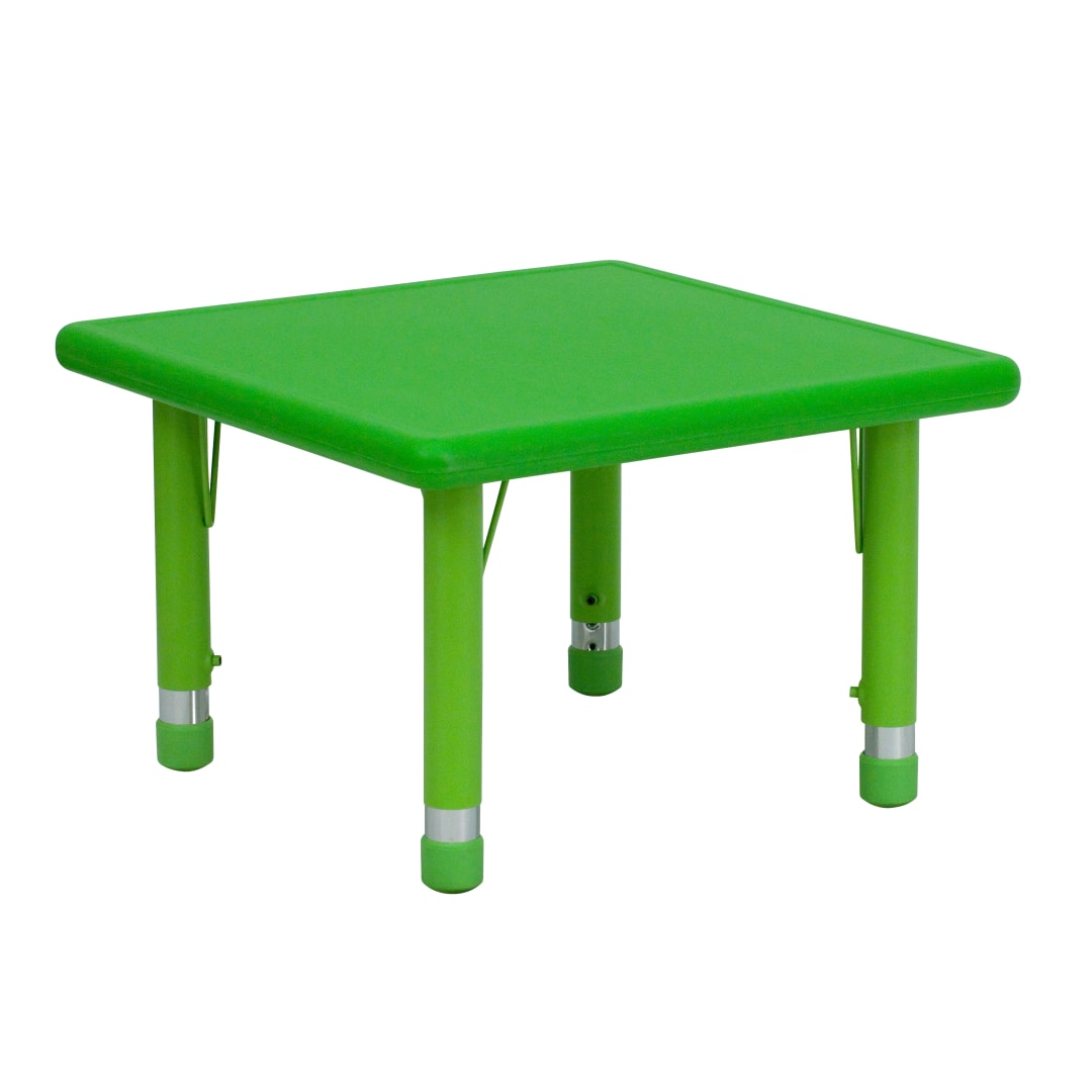 Wren 24'' Square Green Plastic Height Adjustable Activity Table