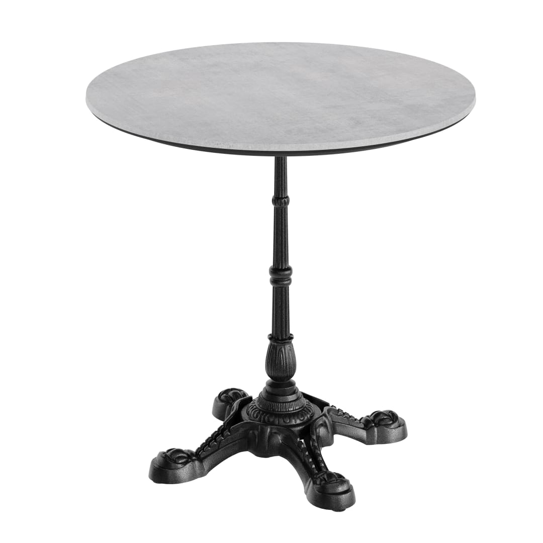 TopGuard 31.25" RD Outdoor Tabletop, Gray Faux Concrete, Seamless Surface Technology, 22.75x22.75 Black Base, Moisture, Scratch, Heat, UV Resistant