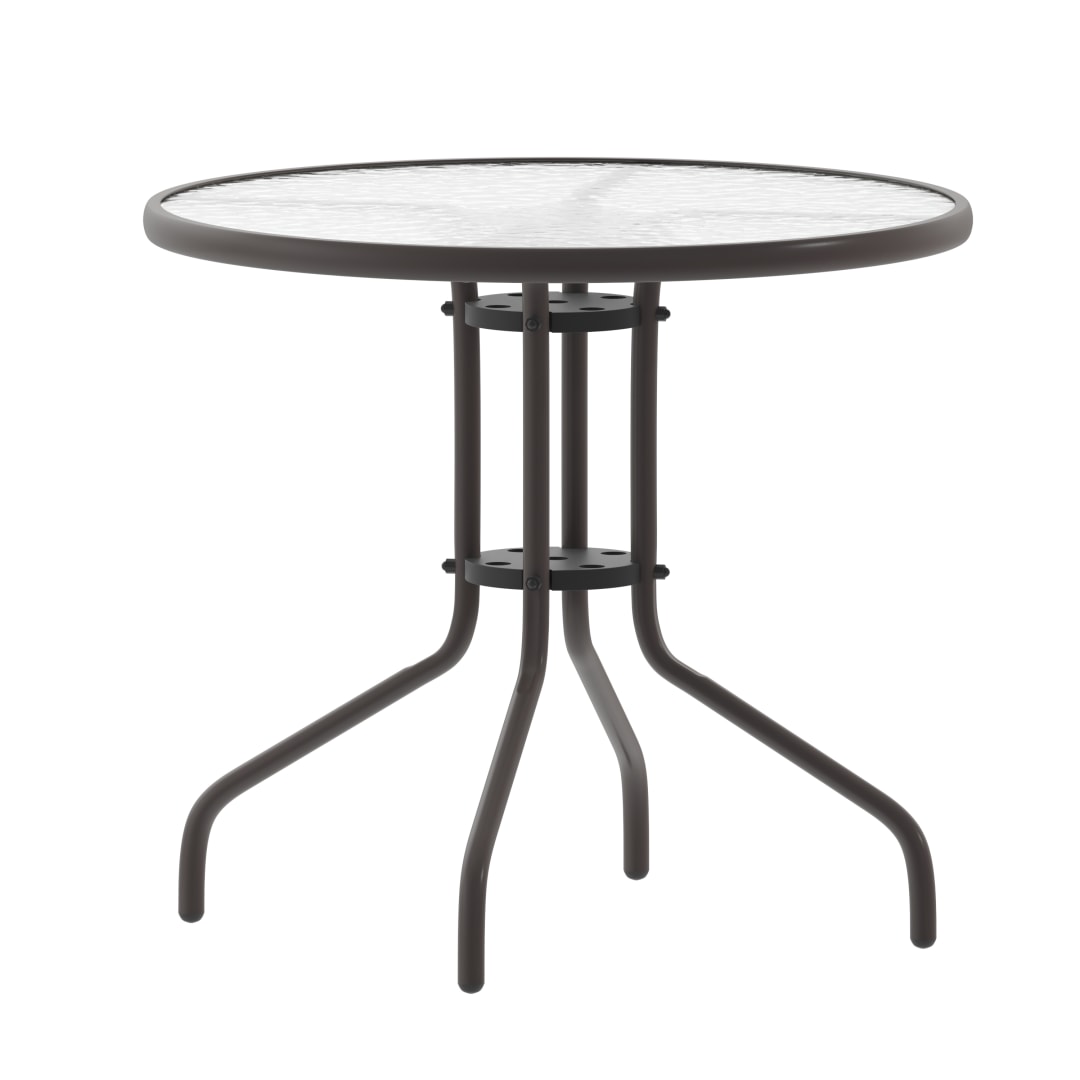 Bellamy 31.5'' Bronze Round Tempered Glass Metal Table