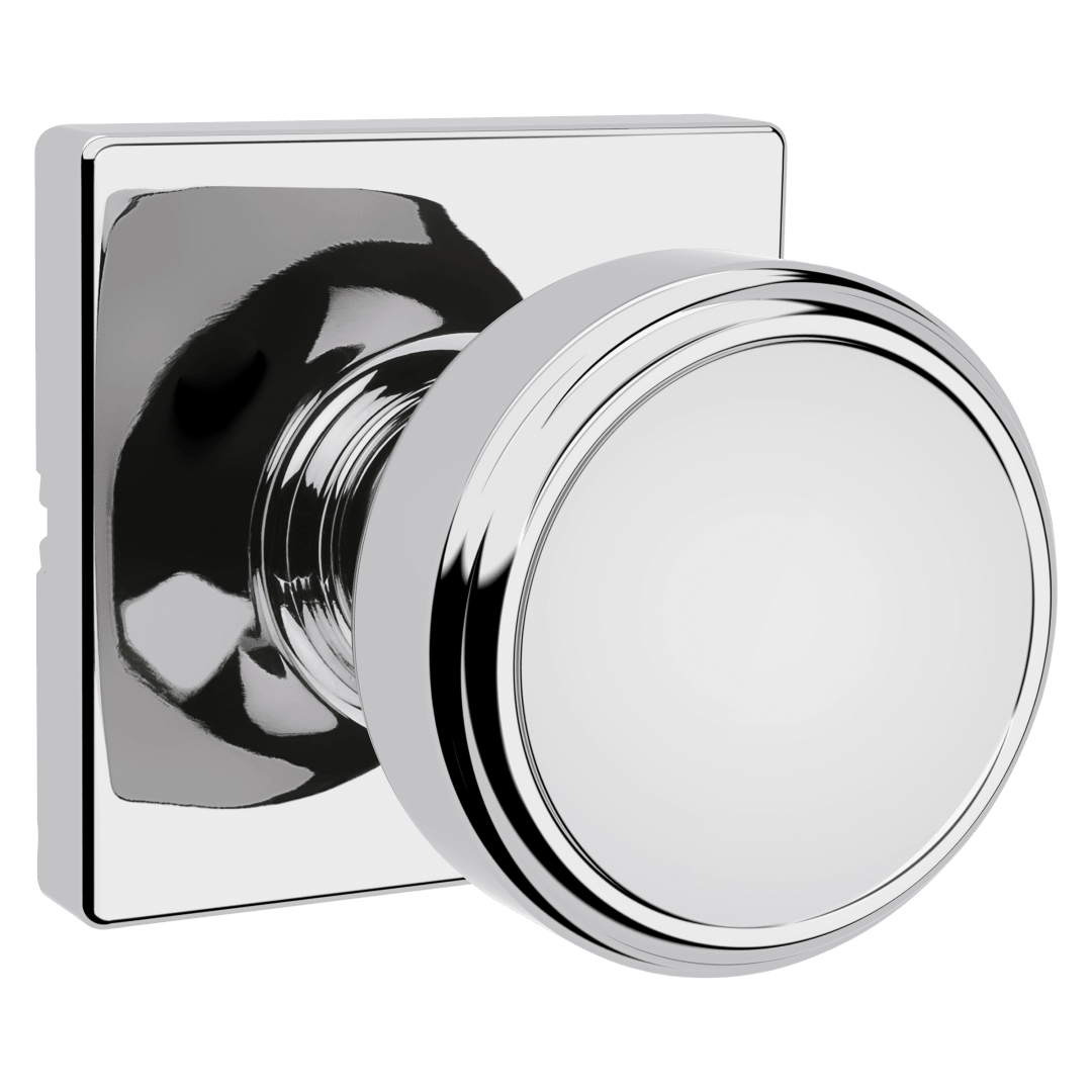 Maven Hall/Closet Knob w/ Square Rose in Polished Chrome