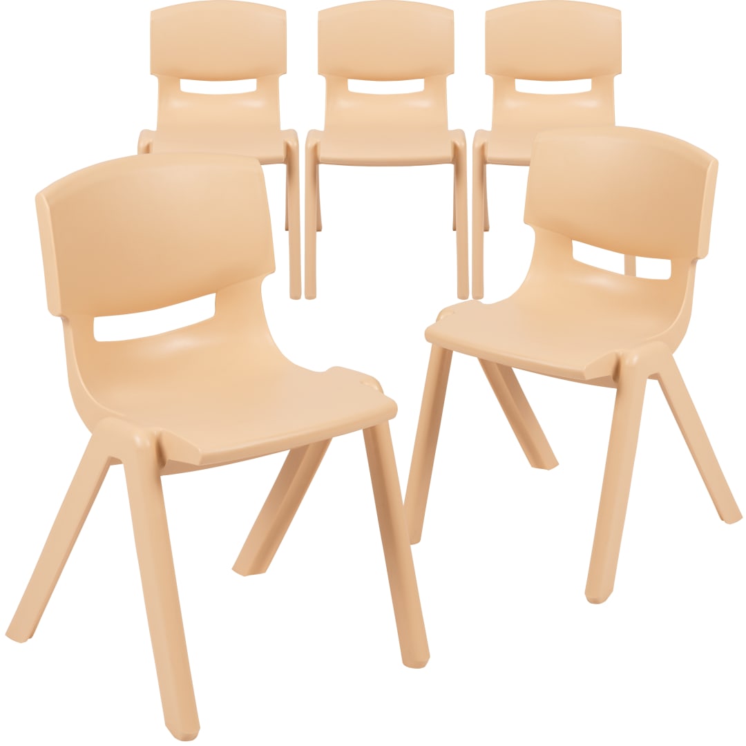 Whitney 5 Pack Natural Plastic Stackable School Chair with 13.25" Seat Height