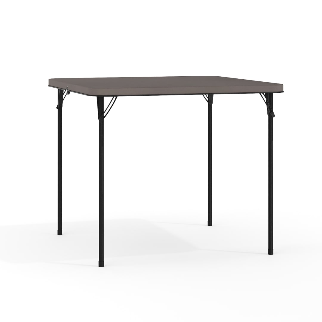 Dunham 2.83-Foot Square Bi-Fold Dark Gray Plastic Folding Table with Carrying Handle