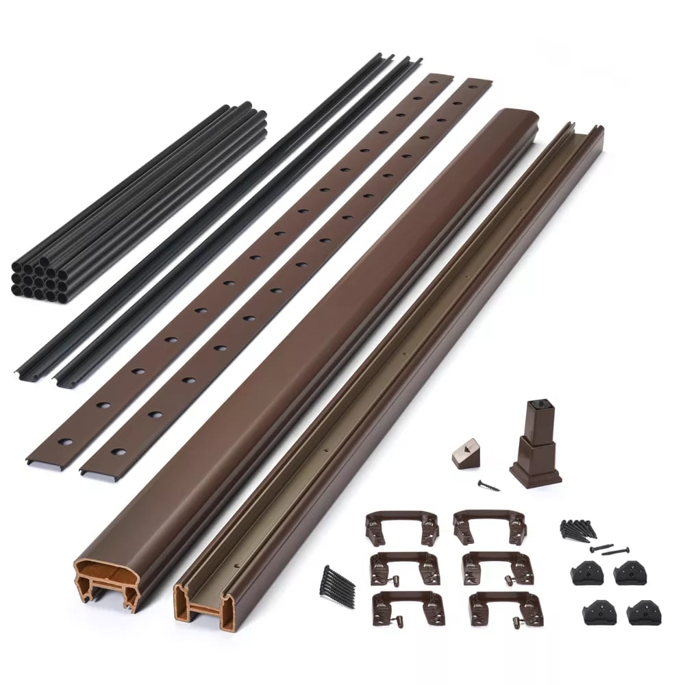 6-ft x 36-in Transcend Horizontal Rail Kit with Round Aluminum Balusters - Vintage Lantern Full Span