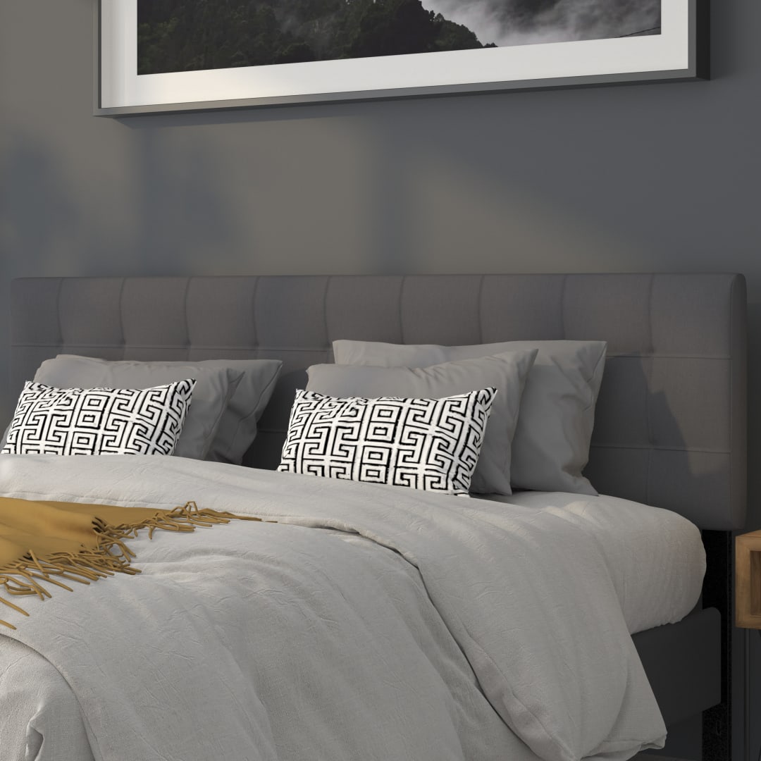 Bedford Tufted Upholstered King Size Headboard in Dark Gray Fabric